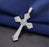 Solid Silver Cross with Baguette Moissanite Pendant on silver chain