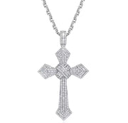 Solid Silver Cross with Baguette Moissanite Pendant on silver chain P30