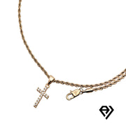 Aria LUX 2mm Rope Chain With Tiny Bling Cross Pendent