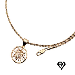 Aria LUX 2mm Rope Chain With Circle Sun Pendent