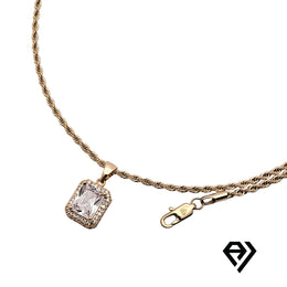 Aria LUX 2mm Rope Chain With Square Diamond Pendent