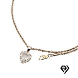 Aria LUX 2mm Rope Chain With Heart Diamond Pendent