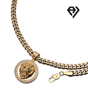 Aria LUX 6mm Cuban Chain With Circle Lion Pendent
