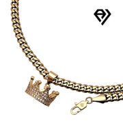 Aria LUX 6mm Cuban Chain With Gold Crown Pendent