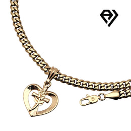 Aria LUX 6mm Cuban Chain With Heart Cross Pendent