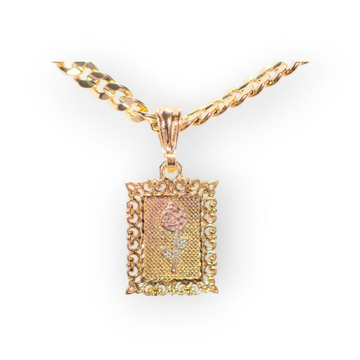 Chain with Rose Square Pendant