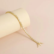 Moissanite Tennis bracelet Baguette Cut 2x4mm Eternity Bezel in Silver