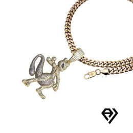 24 Inch, 10mm Cuban Necklace With Gold Solid Moissanite Mewtwo Pendant