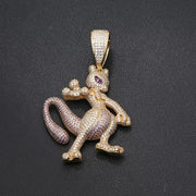 24 Inch, 10mm Cuban Necklace With Gold Solid Moissanite Mewtwo Pendant