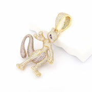 24 Inch, 10mm Cuban Necklace With Gold Solid Moissanite Mewtwo Pendant