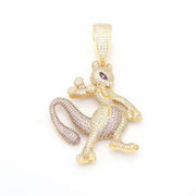 24 Inch, 10mm Cuban Necklace With Gold Solid Moissanite Mewtwo Pendant
