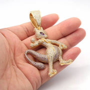 24 Inch, 10mm Cuban Necklace With Gold Solid Moissanite Mewtwo Pendant