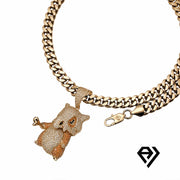24 Inch, 10mm Cuban Necklace With Cubone Pendant