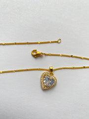 Crystal Heart with Gold Necklace  P30