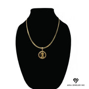 Gold Necklace with Saint Christopher Charm