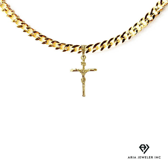 Gold Necklace with crucifix Cross Pendant
