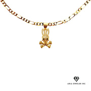 Chain with Gold Diamond Bad Bunny Cross Bone Pendant  P30