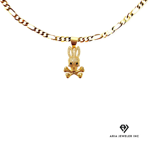 Chain with Gold Diamond Bad Bunny Cross Bone Pendant