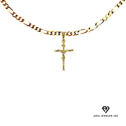 Gold Necklace with crucifix Cross Pendant