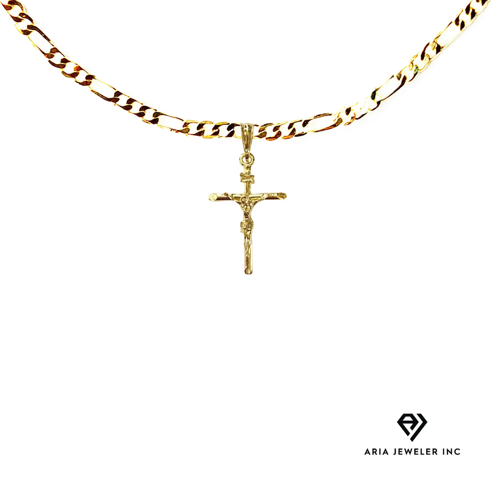 Gold Necklace with crucifix Cross Pendant
