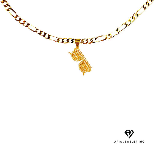 Chain with Gold Sun Glasses Pendant