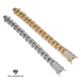 Bling Gold or silver Cuban Link bracelet with Key lock P30
