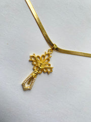 Herringbone Necklace with Crucifix  P30