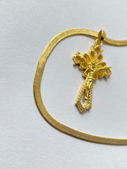Herringbone Necklace with Crucifix  P30
