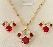 14k Bonded Gold Necklace with Minnie Mouse Set with Set of Earrings P30