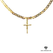 Gold Necklace with crucifix Cross Pendant