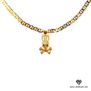 Chain with Gold Diamond Bad Bunny Cross Bone Pendant  P30