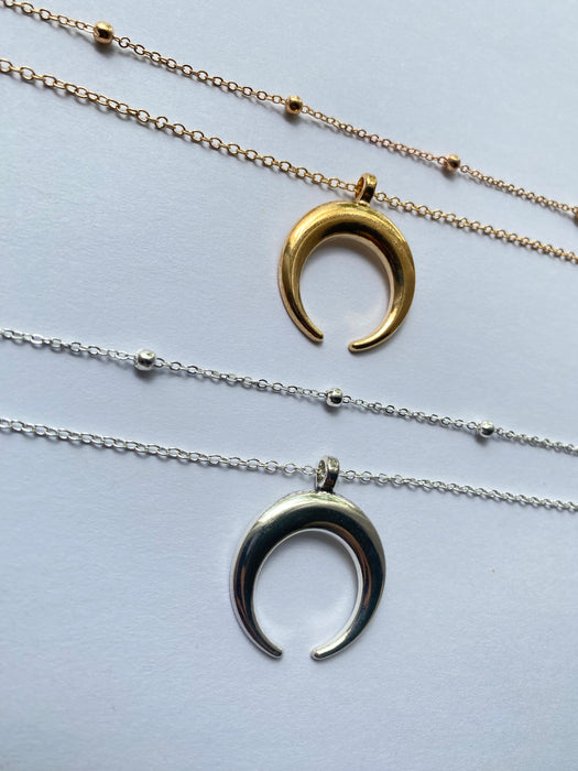 Silver + Gold Moon Necklaces  P30