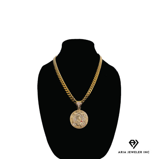 Gold Necklace with Saint Pendant