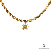 Chain with Gold Bohemian Sun Pendant