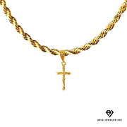 Gold Necklace with crucifix Cross Pendant