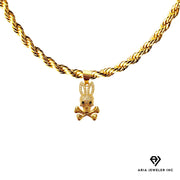 Chain with Gold Diamond Bad Bunny Cross Bone Pendant  P30