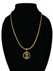 Gold Necklace with Saint Christopher Charm