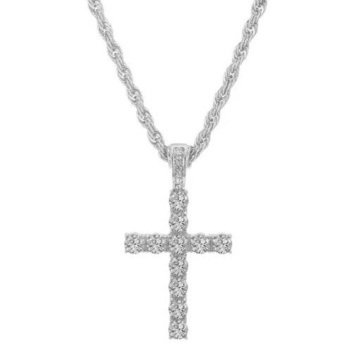 Silver plated Rope Chain with Cross