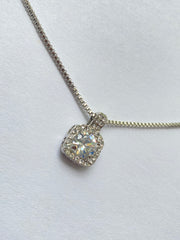 Silver Necklace with Square Stone Pendant P30