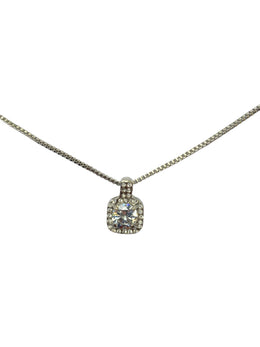 Silver Necklace with Square Stone Pendant P30