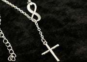 Adjustable Silver Infinity Cross Necklace P30