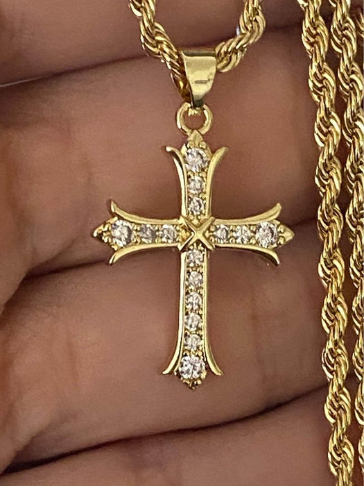 Rope chain with catholic cross charm