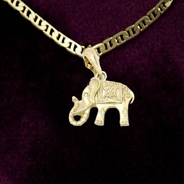 14k  gold plated Necklace with  gold plated Diamond Cut with Thai Elephant Charm Valentine Gift for Women & Men, 14 Karat  gold plated Mariner Necklace by Aria jeweler