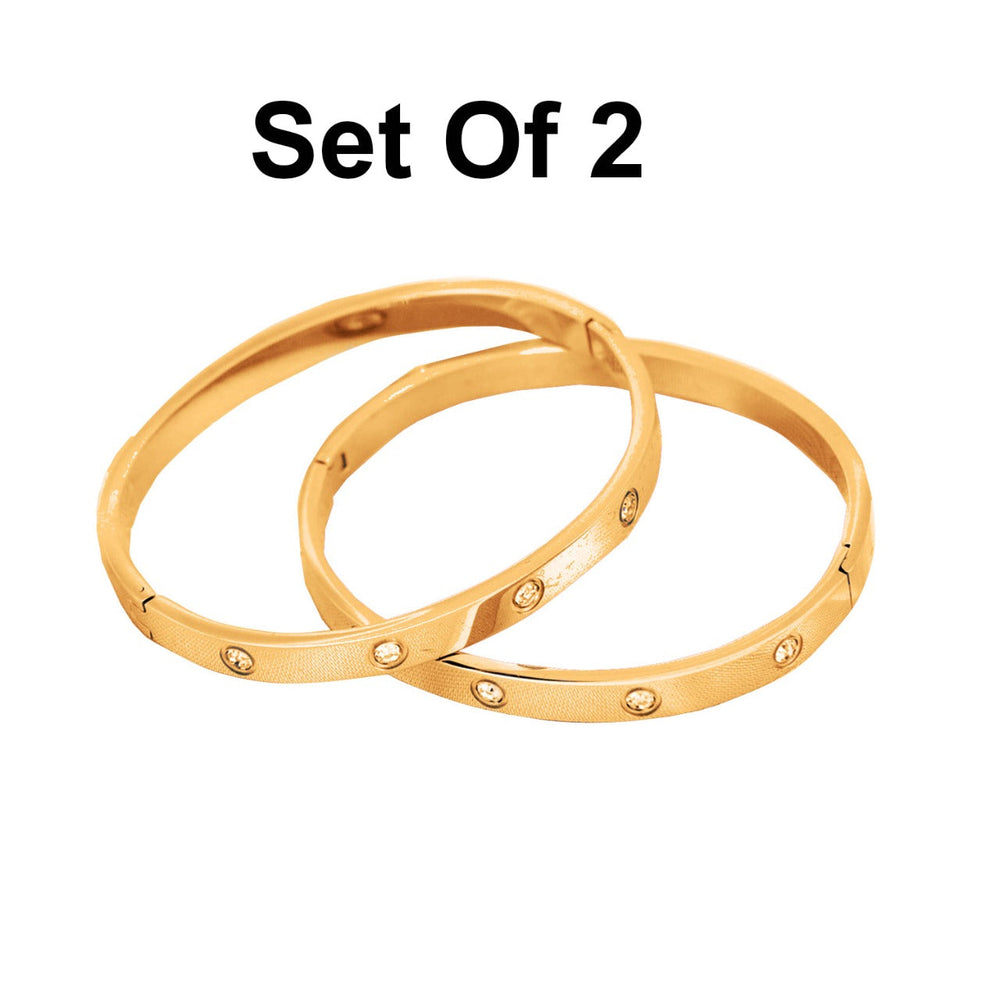 14k    gold plated Love Friendship Bracelets for Women, Girls, 14 Karat Rose  gold plated Bangle Bracelets Set of 2 by Aria Jeweler