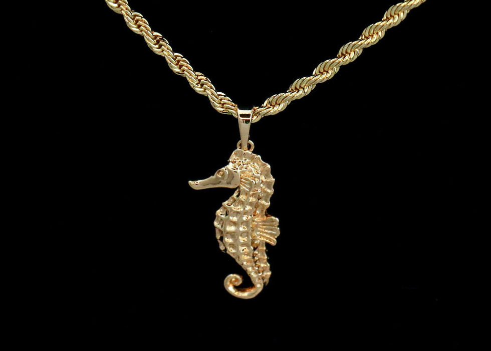 14k Vermeil  gold plated Rope Necklace with Seahorse Valentine Day Gift for Women & Men,  gold plated Rope Necklace by Aria Jeweler