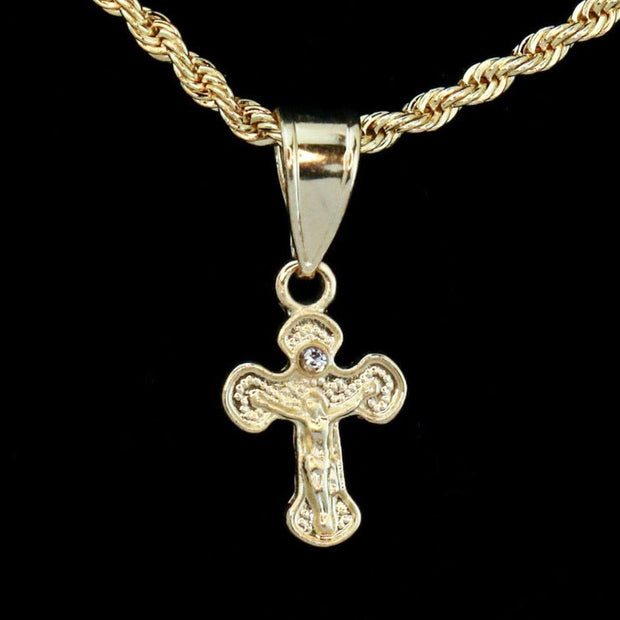 Rope with Small Gold Crucifix