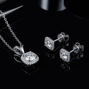 VVS1 Moissanite Bridal Square Pendant Necklace Earrings Set