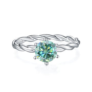 1.0ct 6.5mm Green Moissanite Ring