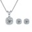 VVS1 Moissanite Bridal Square Pendant Necklace Earrings Set