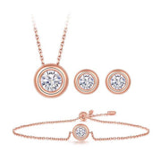 Round Moissanite Bracelet Earrings Necklace Jewelry Set